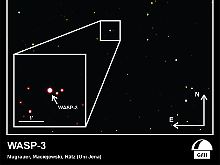 Der Stern WASP 3, rund 700 Lichtjahre von unserer Erde entfernt.