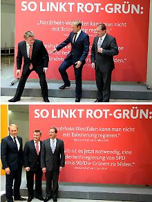Zusammen gegen SPD und Grüne: Die Generalsekretäre Gröhe (CDU), Lindner (FDP) und Dobrindt (CSU) beim ersten gemeinsamen Auftritt im Konrad-Adenauer-Haus.