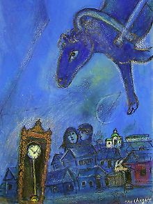 Marc Chagalls Gemälde "Cheval bleu dans le ciel" von 1946 ist Bestandteil der Ausstellung "Sens dessus-dessous", mit der in Nizza das "Musee National Message Biblique Marc Chagall" dem 25. Todestag des Malers gedenkt.