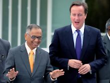 Das Verhältnis zwischen Indien und Cameron (r) scheint freundlich, aber nicht "special".