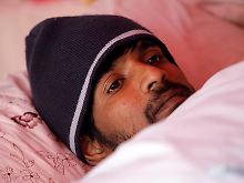 Parameswaran Subramanyam am 23. Tag seines Hungerstreiks (29. April 2009).