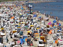 Gut besucht: Strand von Heringsdorf auf Usedom.