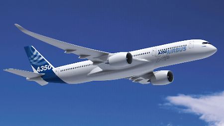 Eine Illustration des neuen Hightech-Jets A350 XWB. 