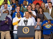 Die Zeitschrift "Time" nannte Obama - hier bei seinem Auftritt in Milwaukee - bereits "Mr. Unpopular".