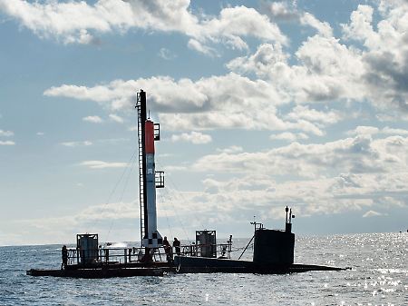 Die Startrampe der Discount-Rakete in der Ostsee vor Bornholm. 