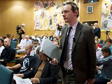 Assange am 14. August bei einer Konferenz in Stockholm.