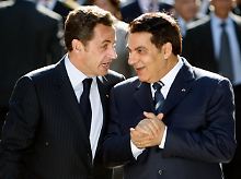 Frankreichs Präsident Sarkozy und Ben Ali bei einem Treffen im Jahr 2008.