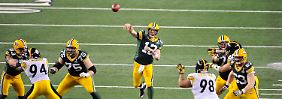 Packers-Quarterback Aaron Rodgers warf bereits in der ersten Halbzeit drei Touchdownpässe. Er wurde zum wertvollsten Spieler des Finales gewählt.