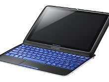 Die Idee kommt von Slider-Handys: Wenn Tipparbeit gefragt ist, lässt sich beim Samsung Sliding PC 7 die Tastatur ausziehen.