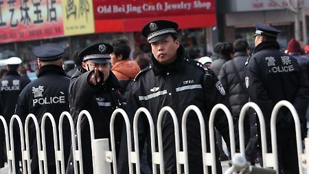 Geballte Polizeimacht in Peking.