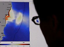 Simulation des schweren Erdbebens und des nachfolgenden Tsunamis am 11. März.