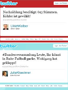 Verraten: Die Mitteilungen über den Internet-Dienst Twitter nahmen das Ergebnis vorweg.