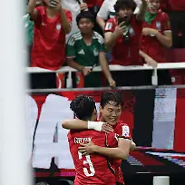 Soccer-Football-FIFA-World-Cup-2026-Group-A-South-Korea-v-Czech-Republic-Estadio-Guadalajara-Guadalajara-Mexico-June-11-2026-South-Korea-s-Oh-Hyeon-gyu-celebrates-scoring-their-second-goal-with-Lee-Gi-hyeok-REUTERS-Amanda-Perobelli
