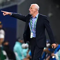 Jordan-v-Iraq-FIFA-Arab-Cup-2025-Graham-James-Arnold-head-coach-of-Iraq-reacts-during-the-FIFA-Arab-Cup-2025-Quarter-final-match-between-Jordan-and-Iraq-at-Education-City-Stadium-in-Doha-Qatar-on-December-12-2025