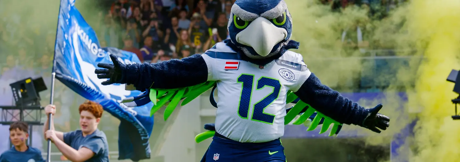 Mascot-Seattle-Seahawks-Vienna-Vikings-vs-Rhein-Fire-American-Football-AFLE-The-League-Europe-Week-3-Season-2026-06-06