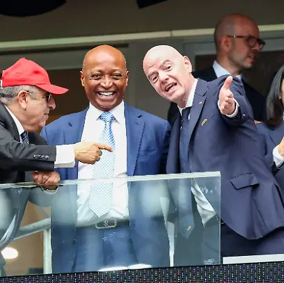 CAF-President-Patrice-Motsepe-and-FIFA-President-Gianni-Infantino-during-the-FIFA-World-Cup-2026-Round-Of-16-match-between-Canada-and-Morocco-at-Houston-Stadium-on-July-4-2026-in-Houston-United-States
