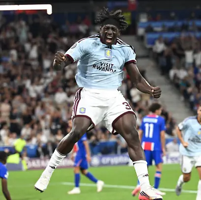 Soccer-Football-UEFA-Super-Cup-Paris-St-Germain-v-Aston-Villa-Stadion-Salzburg-Salzburg-Austria-August-12-2026-Aston-Villa-s-Brian-Madjo-celebrates-scoring-their-first-goal-REUTERS-Angelika-Warmuth
