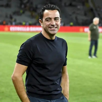 FC-Barcelona-Barca-v-Tottenham-58th-Joan-Gamper-Trophy-BARCELONA-SPAIN-AUGUST-08-Xavi-Hernandez-R-head-coach-of-Barcelona-follows-the-58th-Joan-Gamper-Trophy-match-between-Barcelona-and-Tottenham-Hotspur-FC-at-the-Lluis-Companys-Olympic-Stadium-on-August-08-2023-Spain-World-Editorial-use-only-Please-get-in-touch-for-any-other-usage