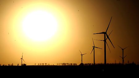 Das Windkraftwerk Dingbian Fanshigou im Nordwesten Chinas.