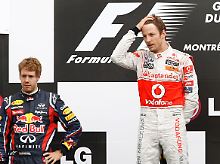 Lange geführt, aber nicht gesiegt: Sebastian Vettel musste sich haarscharf Jenson Button geschlagen geben. Trotzdem baute Vettel seine WM-Führung aus.