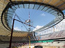 Der Neubau des UEFA-Fußball-Stadions in Warschau.