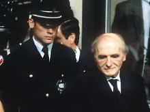 Klaus Barbie bei seinem Prozess in Frankreich 1987.