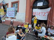 Das besetzte Rektorat der Alten Universität in Heidelberg.