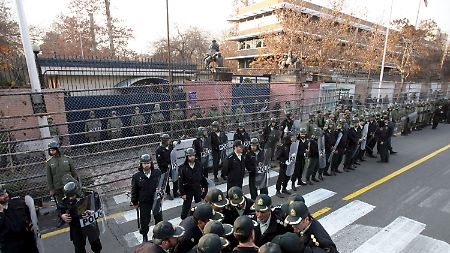 Die britische Botschaft in Teheran am 1. Januar dieses Jahres während eines anti-israelischen Protests.