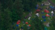 Hubschrauberaufnahmen von einem Teil des Camps.