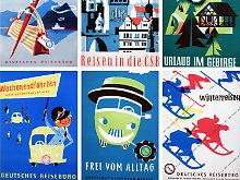 Werbeplakate vom Deutschen Reisebüro der DDR. (Dokumentationszentrum Alltagskultur der DDR in Eisenhüttenstadt)