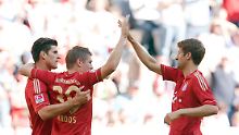 Jubeln wie bei Jogi: Mario Gomez, Toni Kroos und Thomas Müller.