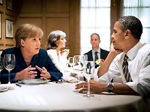 Merkel hatte im Juni Obama besucht. Hier beim privaten Abendessen im "1789" in Washington D.C.
