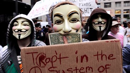 Anonymous-Aktivisten an der Wall Street.