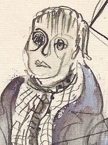 Zeichnung von Kinski zu der von ihm geplanten Bühnenfassung von "Raskolnikow". (Abbildung aus dem Band "Kinski - Vermächtnis".)