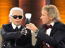Echte Typen? Lagerfeld und ein kleiner Lagerfeld und Gottschalk.