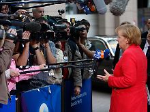 Merkel am Abend vor der Presse in Brüssel.