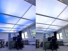 Eine dynamische Lichtdecke vermittelt dem Büroangestellten das Gefühl, unter freiem Himmel zu arbeiten. 