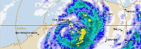 Die Satellitenaufnahme zeigt den Landfall an der Westküste bei Port Hedland. 