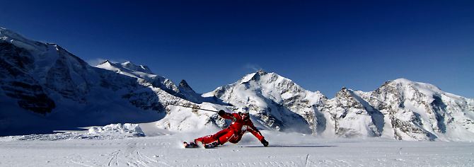 Rasanter Freizeitspaß: Abfahren auf der Diavolezza bei St. Moritz.