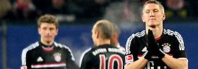 Nur ein Punkt in Hamburg: Bastian Schweinsteiger, Arjen Robben und Thomas Müller.