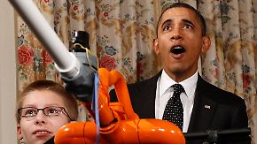 Junge Tüftler im Weißen Haus: Obama testet Marshmallow-Kanone