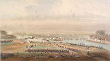Die Schlacht von Montereau am 18. Februar 1814, auf einem Gemälde von Adolphe Rouargue.