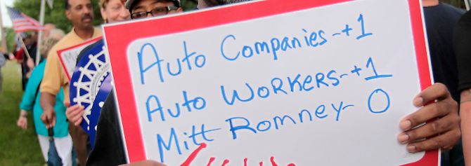 In Michigan nehmen sie Romneys sein Nein zur Rettung von GM noch immer übel.