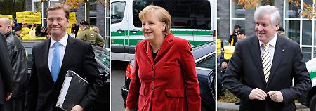 Westerwelle, Merkel und Seehofer: Die Koalitionsverhandlungen sollen bis zum Wochenende abgeschlossen sein.