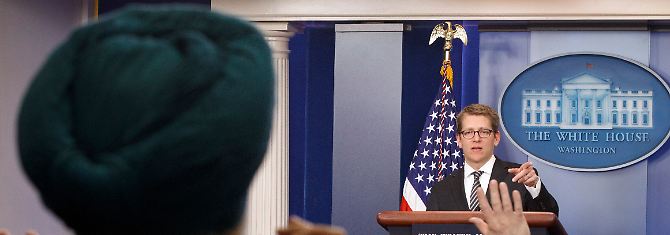 Reger Andrang im White House Press Room: Jay Carney beantwortet Fragen.