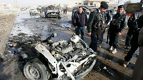 Am Anschlagsort in Kirkuk nördlich von Bagdad.