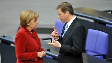 Das ist die Gegenwart: Merkel und ihr FDP-Vizekanzler Westerwelle.