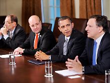 Javier Solana, Fredrik Reinfeldt, Barack Obama und José Manuel Barroso im Weißen Haus.