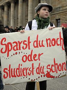 Die Studenten nutzten die Konferenz in Leipzig, um den Druck aufrecht zu erhalten.