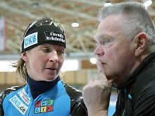 Die deutsche Eisschnellläuferin und ihr früherer Erfolgstrainer Joachim Franke.